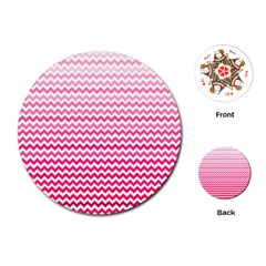 Pink Gradient Chevron Playing Cards (round) 