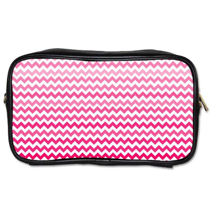 Pink Gradient Chevron Toiletries Bags 2-Side