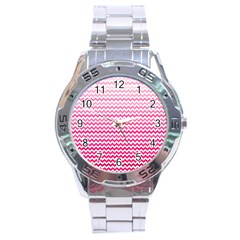 Pink Gradient Chevron Stainless Steel Men s Watch