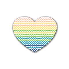 Pastel Gradient Rainbow Chevron Heart Coaster (4 Pack) 