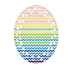 Pastel Gradient Rainbow Chevron Ornament (oval Filigree) 