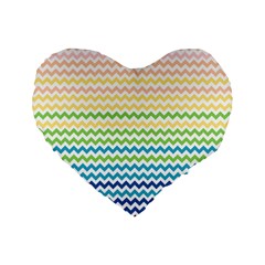 Pastel Gradient Rainbow Chevron Standard 16  Premium Heart Shape Cushions