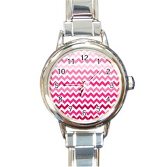 Pink Gradient Chevron Large Round Italian Charm Watches by CraftyLittleNodes