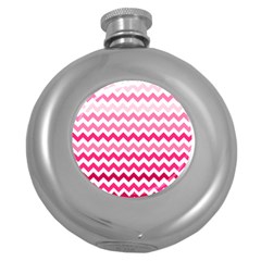 Pink Gradient Chevron Large Round Hip Flask (5 Oz)