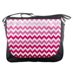 Pink Gradient Chevron Large Messenger Bags by CraftyLittleNodes