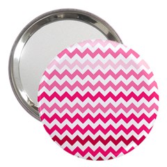 Pink Gradient Chevron Large 3  Handbag Mirrors by CraftyLittleNodes