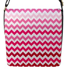 Pink Gradient Chevron Large Flap Messenger Bag (s) by CraftyLittleNodes