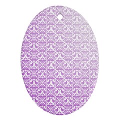 Purple Damask Gradient Oval Ornament (Two Sides)
