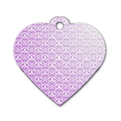 Purple Damask Gradient Dog Tag Heart (One Side)