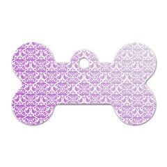 Purple Damask Gradient Dog Tag Bone (One Side)