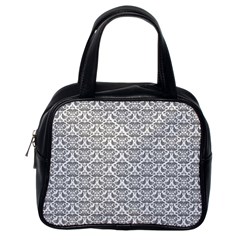 Gray Damask Classic Handbags (one Side)