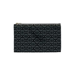Silver Damask With Black Background Cosmetic Bag (small) 