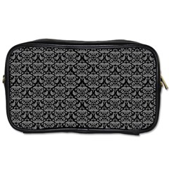 Silver Damask With Black Background Toiletries Bags