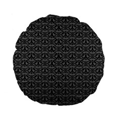 Silver Damask With Black Background Standard 15  Premium Flano Round Cushions