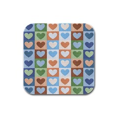 Hearts Plaid Rubber Square Coaster (4 pack) 