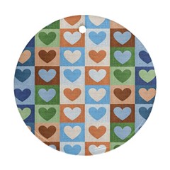 Hearts Plaid Round Ornament (Two Sides) 