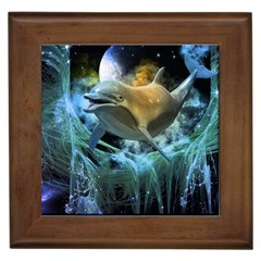 Funny Dolphin In The Universe Framed Tiles by FantasyWorld7