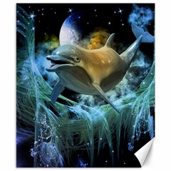 Funny Dolphin In The Universe Canvas 8  X 10 