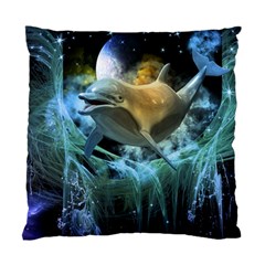 Funny Dolphin In The Universe Standard Cushion Case (one Side) 