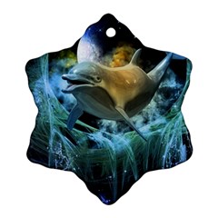 Funny Dolphin In The Universe Ornament (snowflake) 