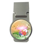 Wonderful Colorful Flowers With Dragonflies Money Clips (Round)  Front