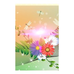 Wonderful Colorful Flowers With Dragonflies Shower Curtain 48  X 72  (small)  by FantasyWorld7