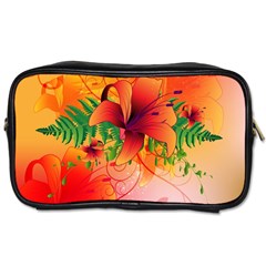 Awesome Red Flowers With Leaves Toiletries Bags by FantasyWorld7