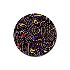 Ribbon Chaos 2 Black  Rubber Round Coaster (4 Pack)  by ImpressiveMoments