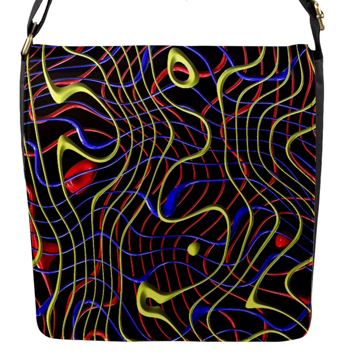 Ribbon Chaos 2 Black  Flap Messenger Bag (S)