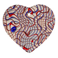 Ribbon Chaos 2 Red Blue Ornament (heart)  by ImpressiveMoments