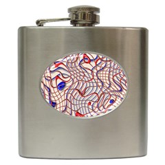 Ribbon Chaos 2 Red Blue Hip Flask (6 Oz) by ImpressiveMoments