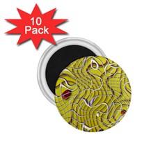 Ribbon Chaos 2 Yellow 1 75  Magnets (10 Pack)  by ImpressiveMoments
