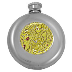 Ribbon Chaos 2 Yellow Round Hip Flask (5 Oz) by ImpressiveMoments