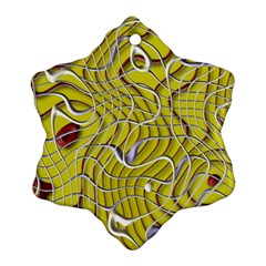 Ribbon Chaos 2 Yellow Snowflake Ornament (2-side) by ImpressiveMoments