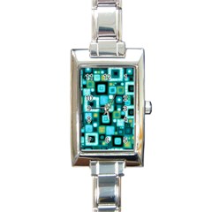 Teal Squares Rectangle Italian Charm Watches by KirstenStar