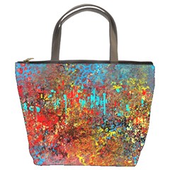 Abstract In Red, Turquoise, And Yellow Bucket Bags