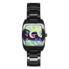 Abstract Ocean Waves Stainless Steel Barrel Watch by digitaldivadesigns