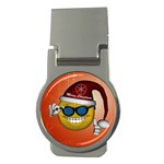 Funny Christmas Smiley With Sunglasses Money Clips (Round)  Front