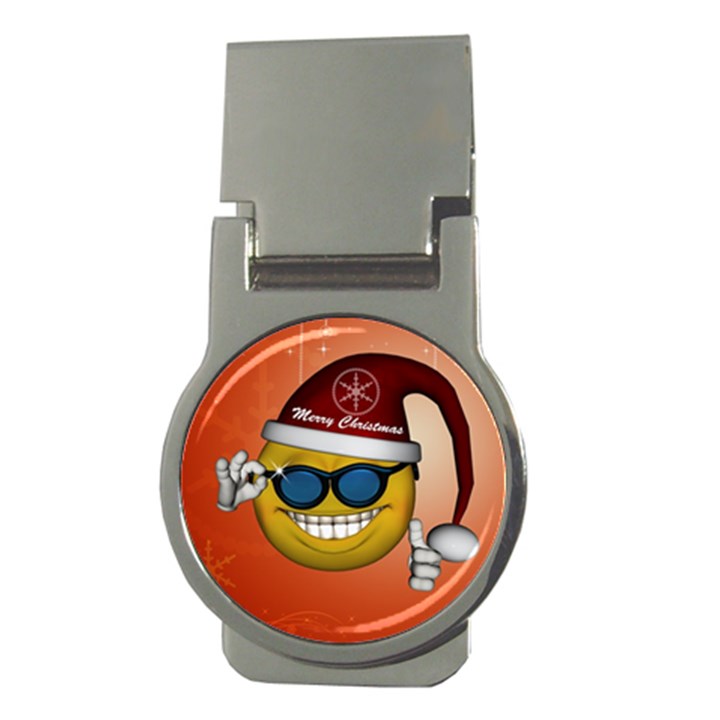 Funny Christmas Smiley With Sunglasses Money Clips (Round) 
