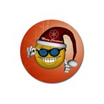 Funny Christmas Smiley With Sunglasses Magnet 3  (Round) Front