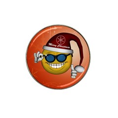 Funny Christmas Smiley With Sunglasses Hat Clip Ball Marker (4 pack)