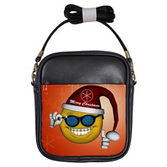 Funny Christmas Smiley With Sunglasses Girls Sling Bags