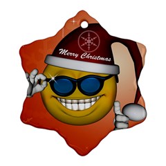 Funny Christmas Smiley With Sunglasses Ornament (Snowflake) 