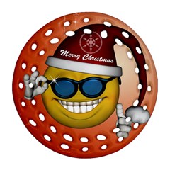 Funny Christmas Smiley With Sunglasses Round Filigree Ornament (2Side)