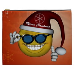 Funny Christmas Smiley With Sunglasses Cosmetic Bag (XXXL) 