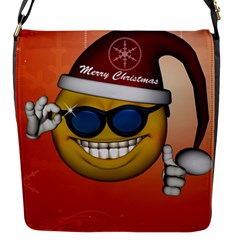 Funny Christmas Smiley With Sunglasses Flap Messenger Bag (S)