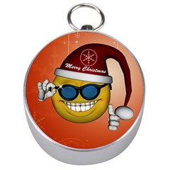 Funny Christmas Smiley With Sunglasses Silver Compasses