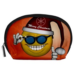 Funny Christmas Smiley With Sunglasses Accessory Pouches (Large) 