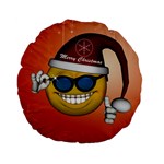 Funny Christmas Smiley With Sunglasses Standard 15  Premium Flano Round Cushions Front
