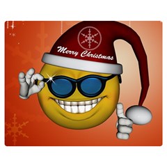 Funny Christmas Smiley With Sunglasses Double Sided Flano Blanket (Medium) 